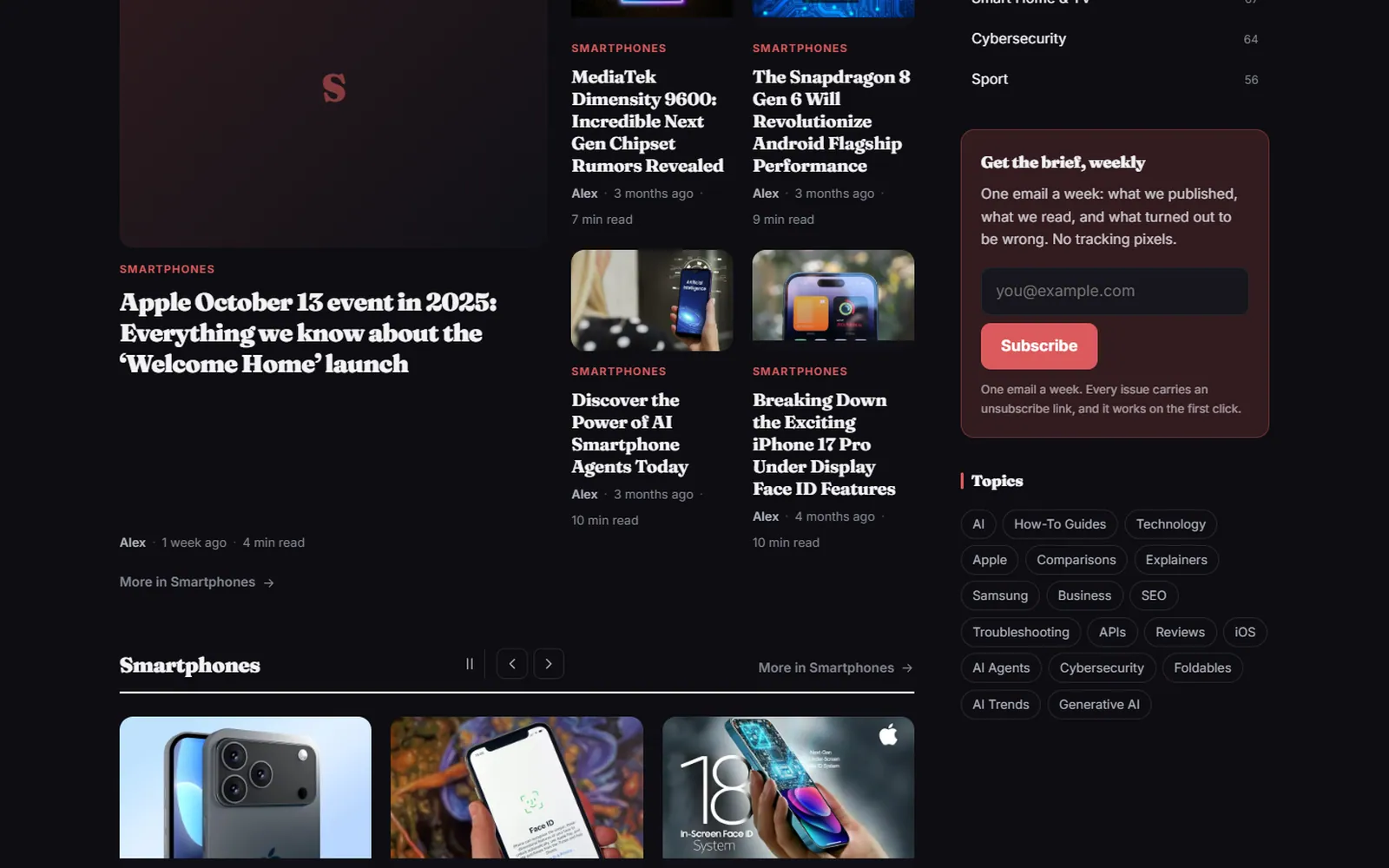 AI Content Publishing Platform: Topic sections